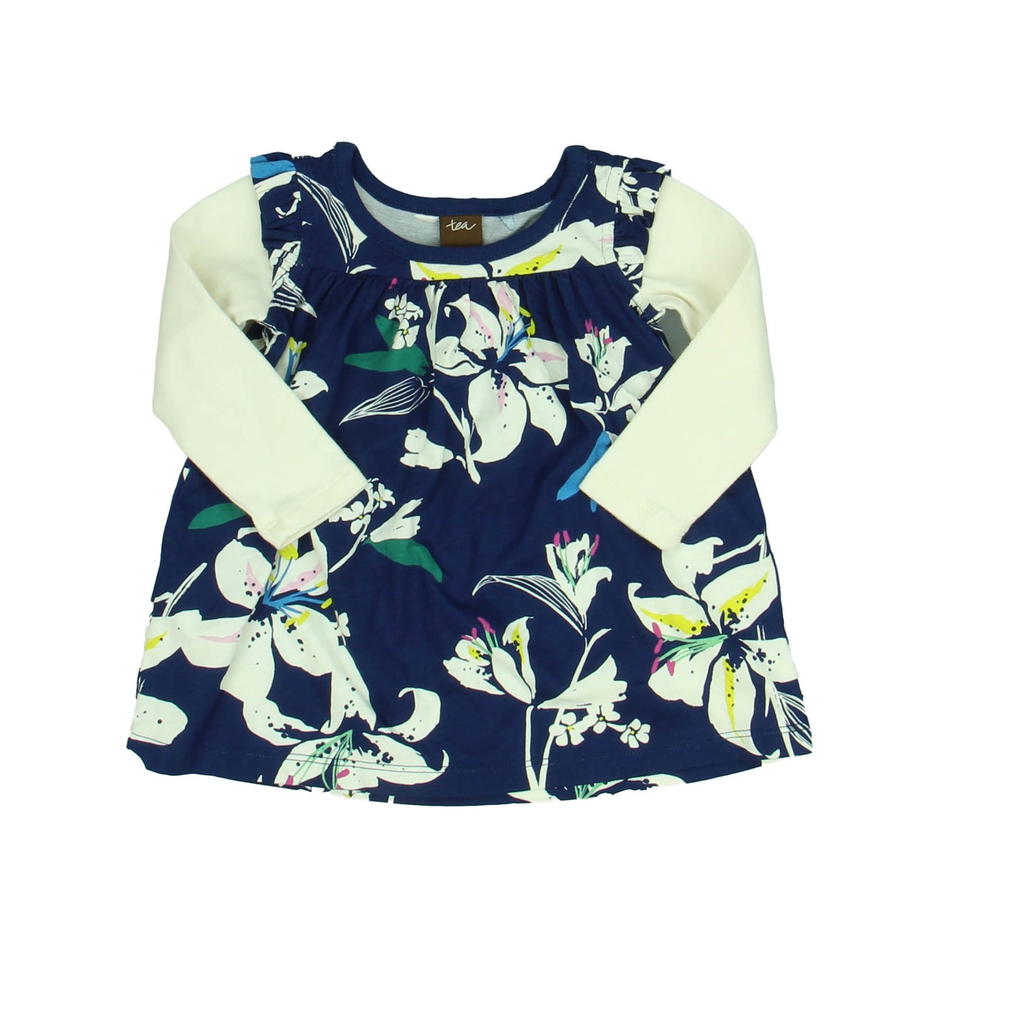 Tea Girls Blue | White | Floral Dress Size: 6-9 Months