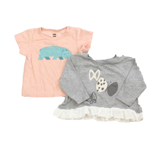 Tea Girls Gray | Pink T-Shirt Size: 6-9 Months