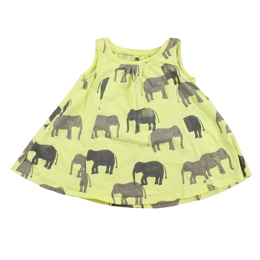 Tea Girls Green | Grey | Elephants Dress Size: 9-12 Months