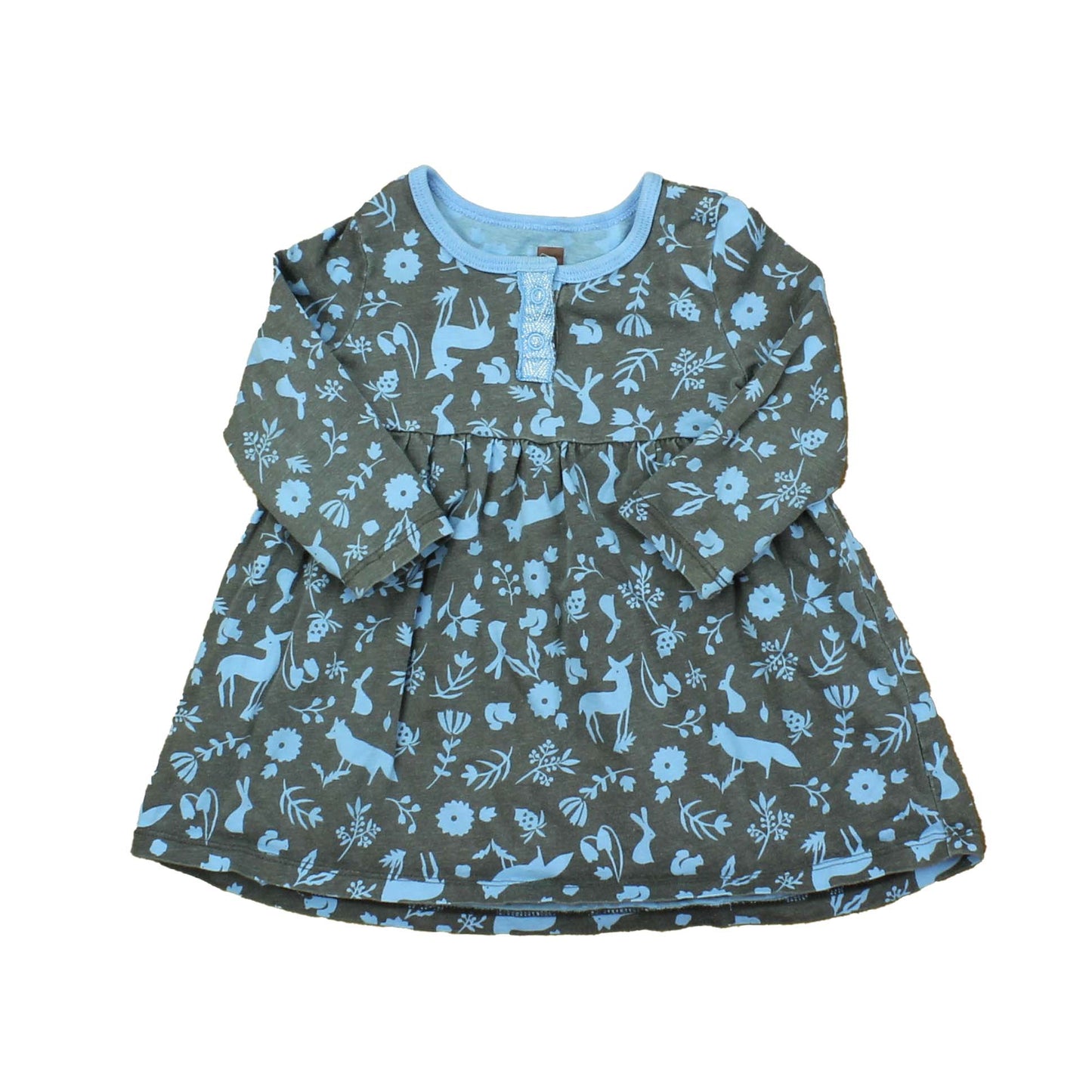 Tea Girls Grey | Blue Dress Size: 9-12 Months