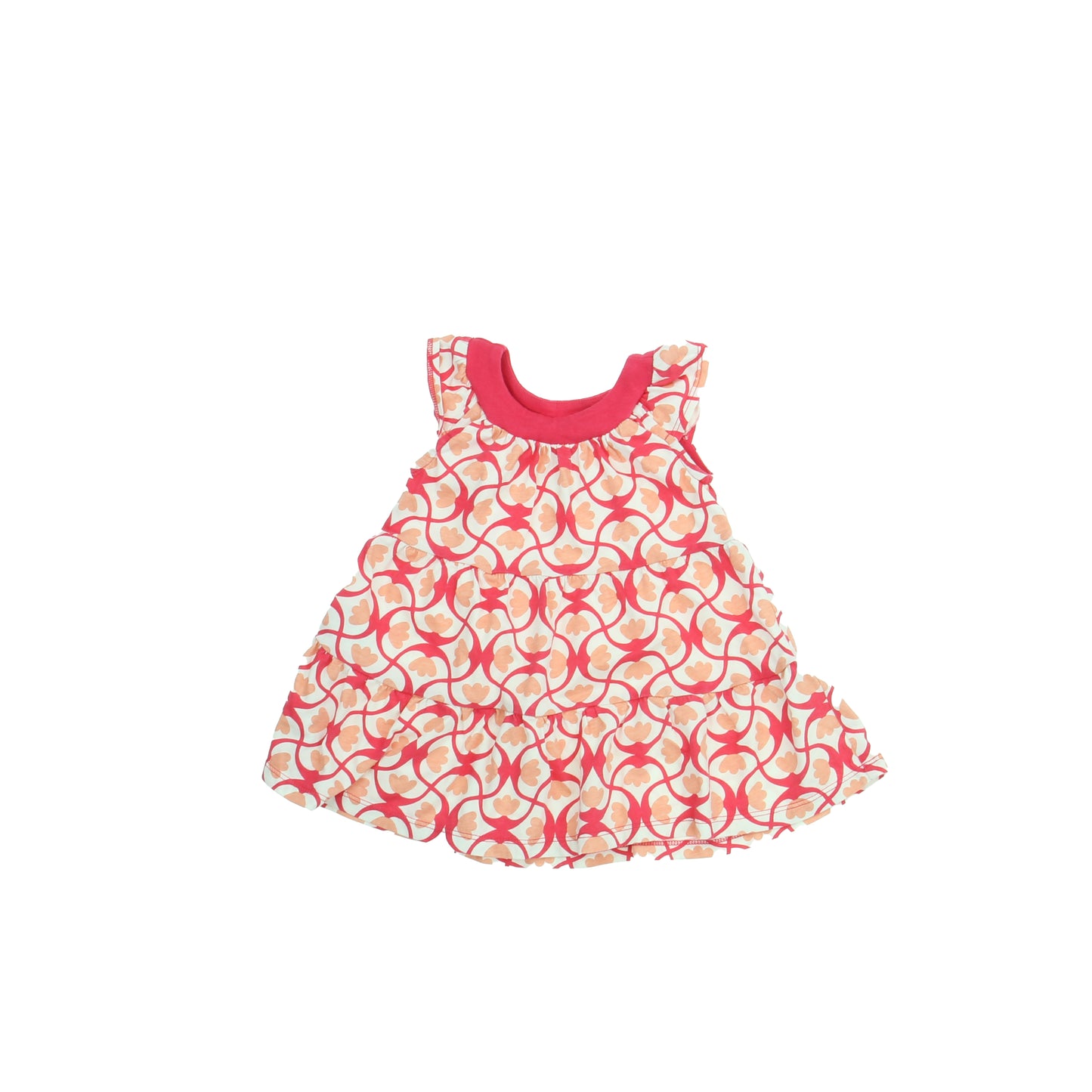 Tea Girls Red | White | Orange Dress Size: 9-12 Months