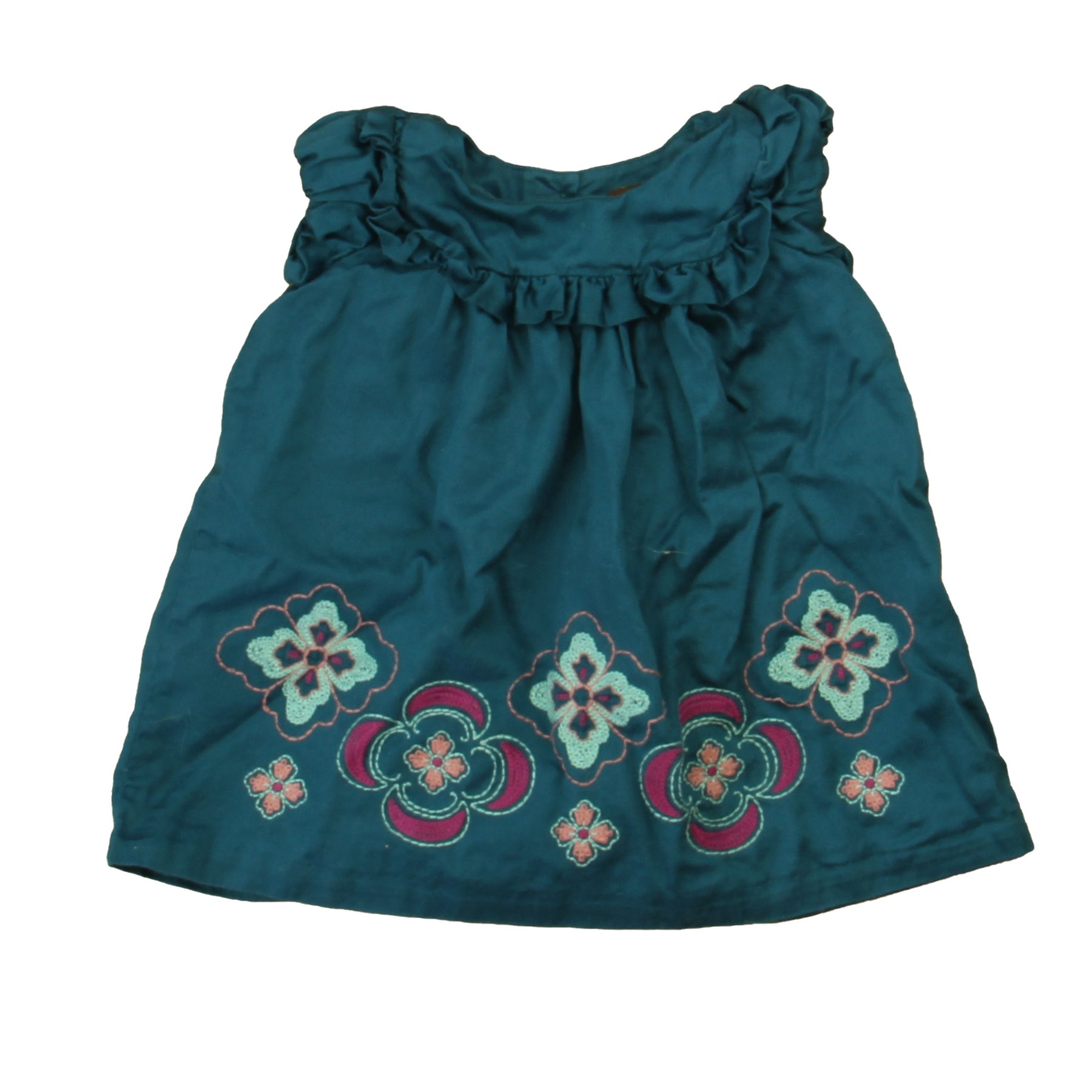 Tea Girls Teal Floral Dress Size: 9-12 Months Teal Floral