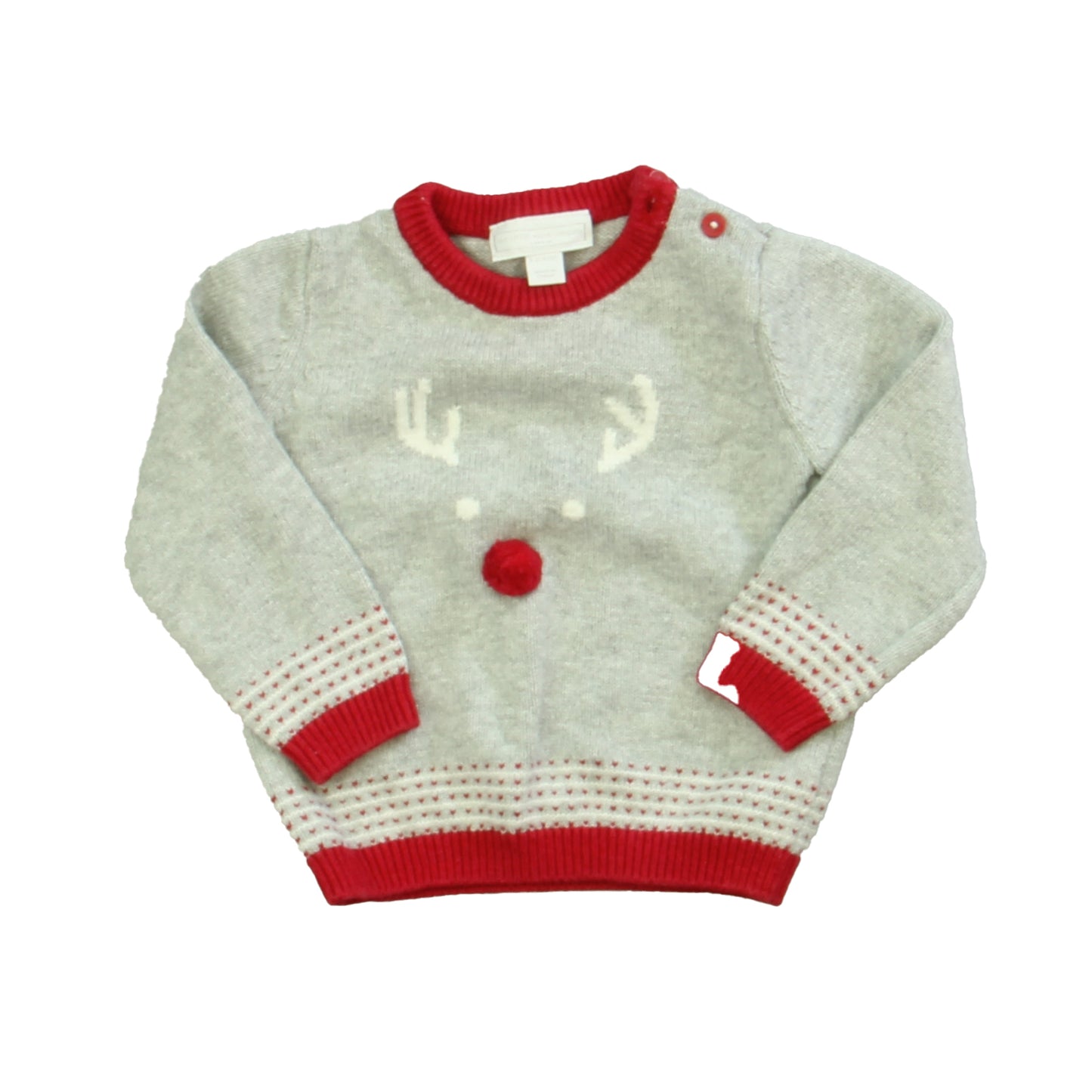 The Little White Company Girls Gray | Red Sweater Size: 9-12 Months Gray | Red