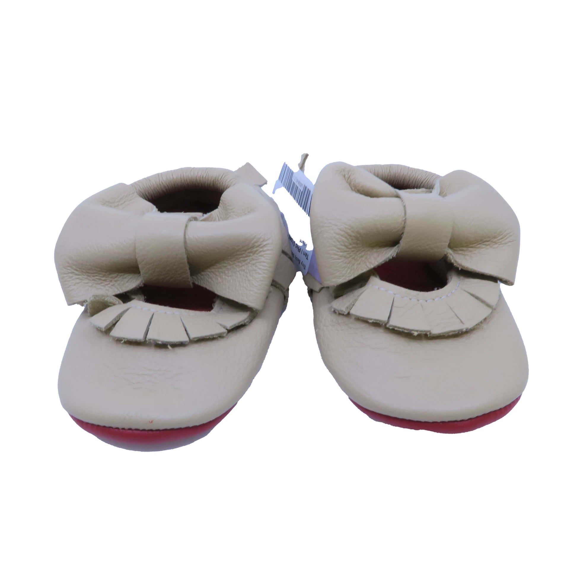 Tiny Baby Soles Girls Tan | Red Shoes Size: 6-12 Months Tan | Red