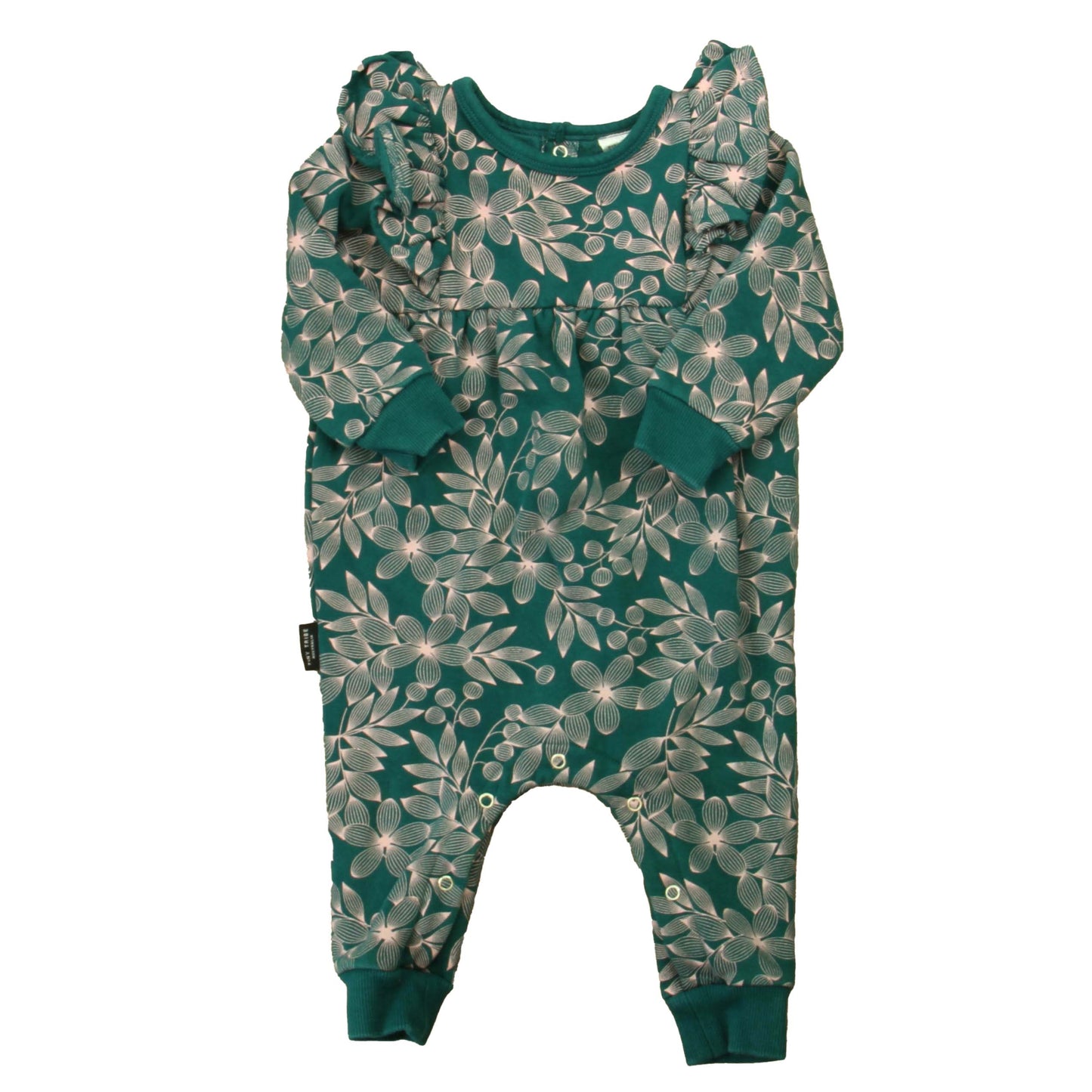 Tiny Tribe Girls Turquoise Floral Long Sleeve Outfit Size: 12 Months Turquoise Floral