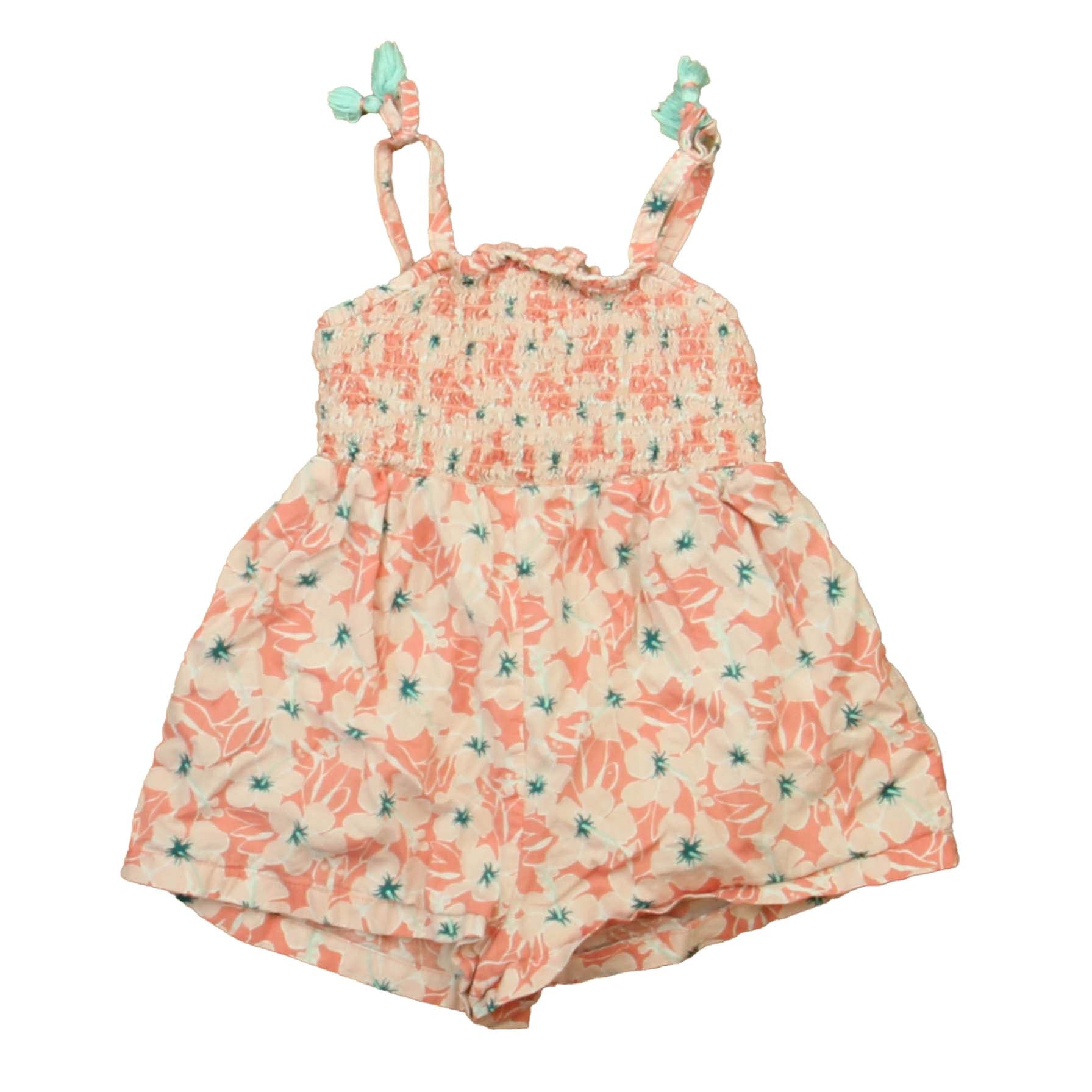 Tommy Bahama Girls Pink | Teal Floral Romper Size: 18 Months Pink | Teal Floral