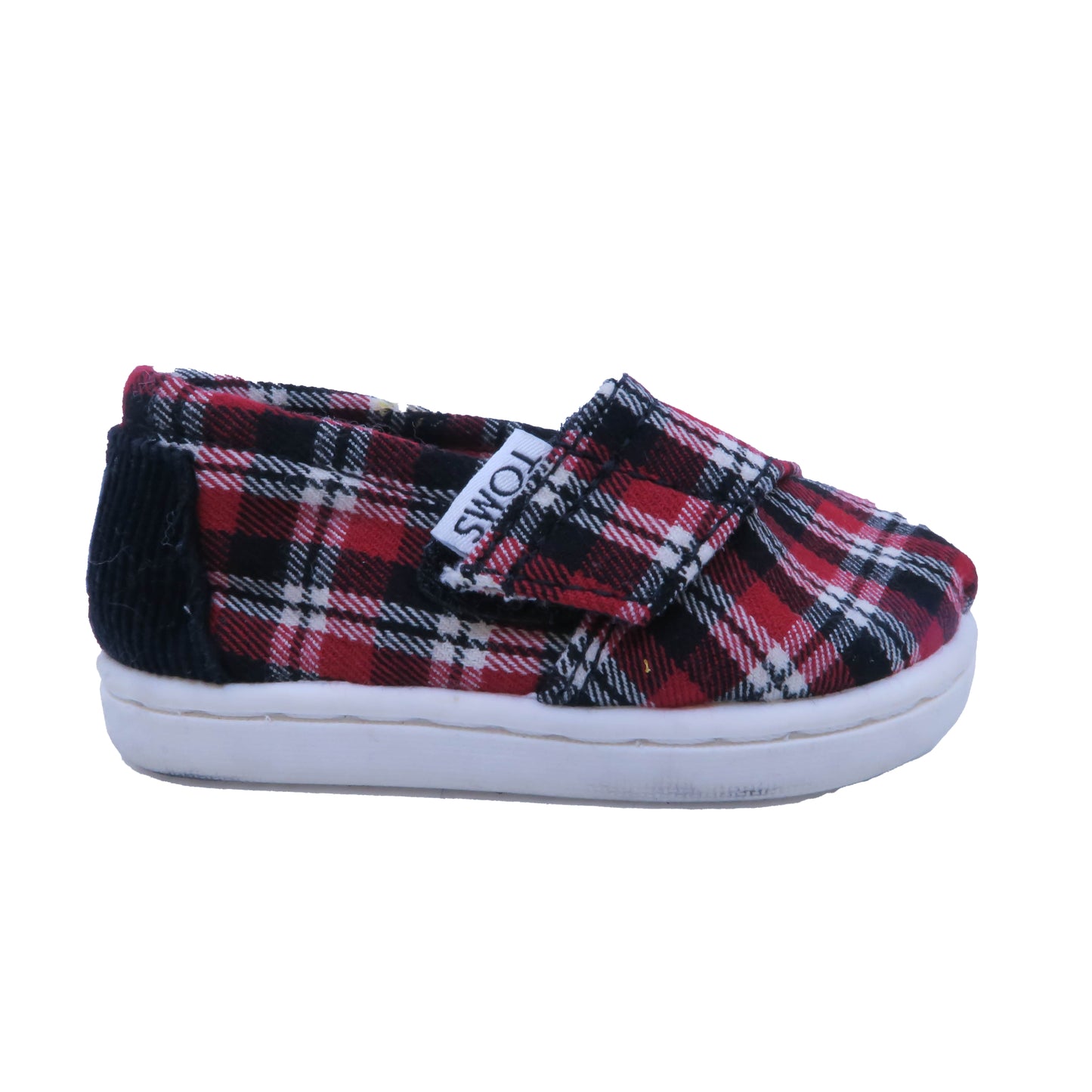 Toms Unisex Red | White | Black Plaid Shoes Size: 3 Infant Red | White | Black Plaid
