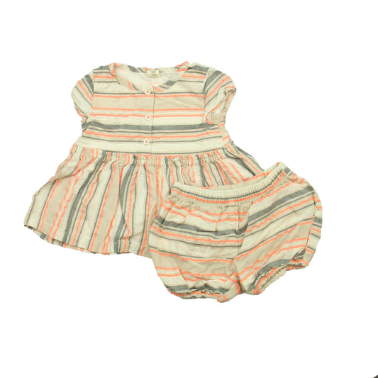 Tucker + Tate Girls Ivory | Blue | Coral Dress Size: 12 Months Ivory | Blue | Coral