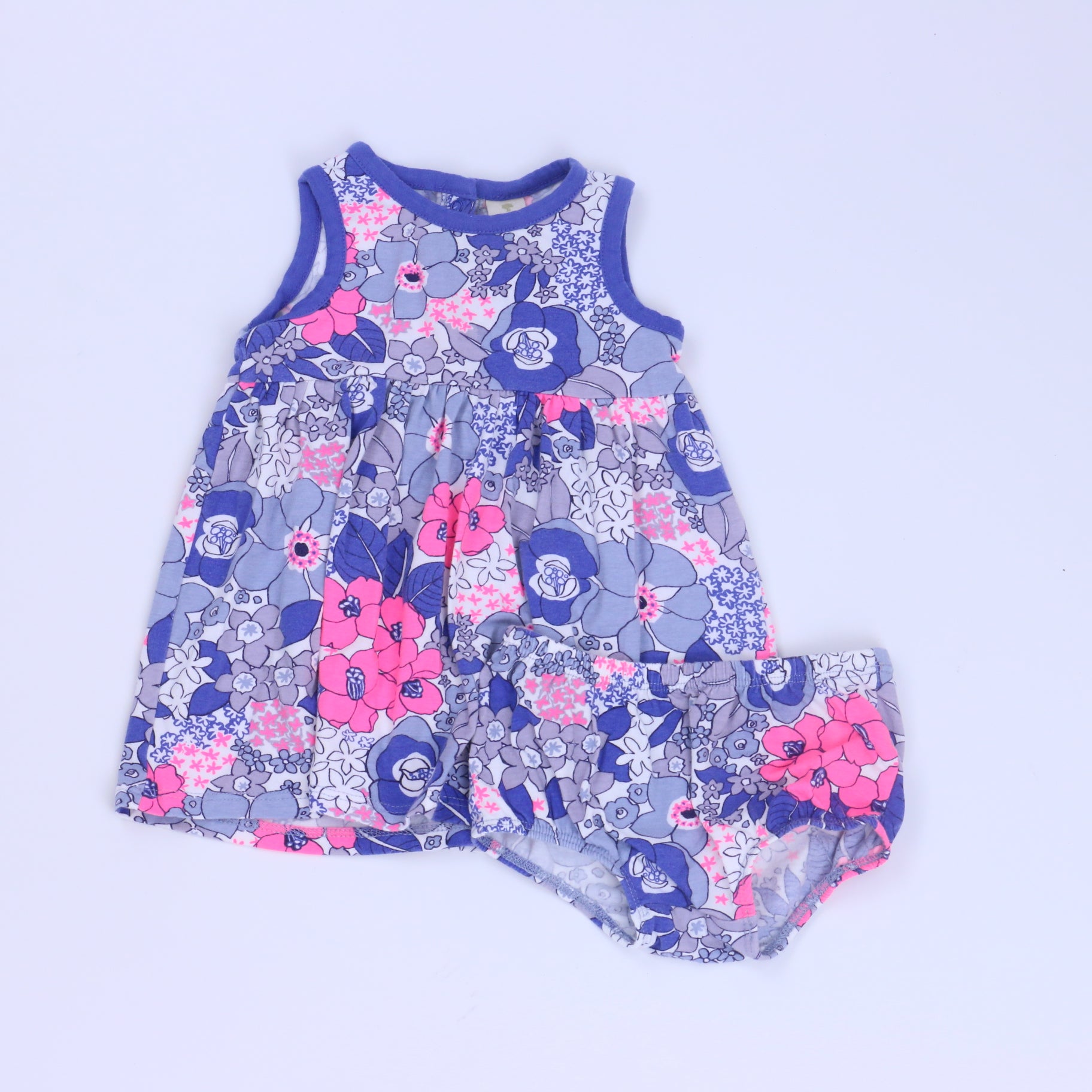 Tucker + Tate Girls Blue Floral Dress Size: 6 Months Blue Floral