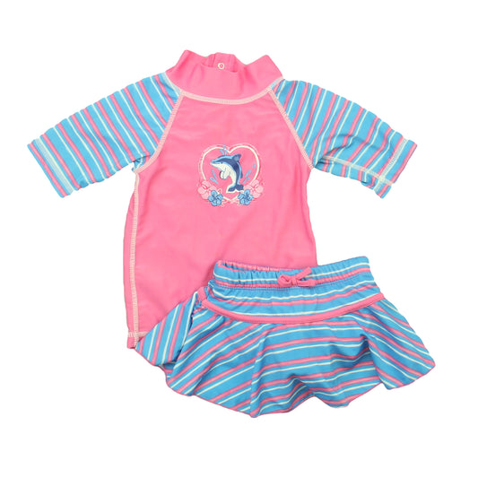 UV Skinz Girls Blue | Pink 2-piece Swimsuit Size: 12-18 Months Blue | Pink