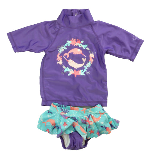 UV Skinz Girls Purple | Aqua Starfish 2-piece Swimsuit Size: 12 -18 Months Purple | Aqua Starfish