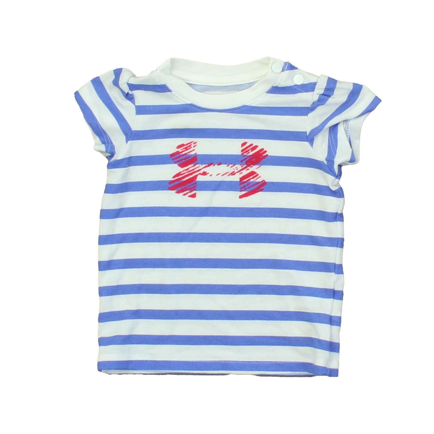 Under Armour Girls White | Blue | Stripes T-Shirt Size: 6-9 Months White | Blue | Stripes