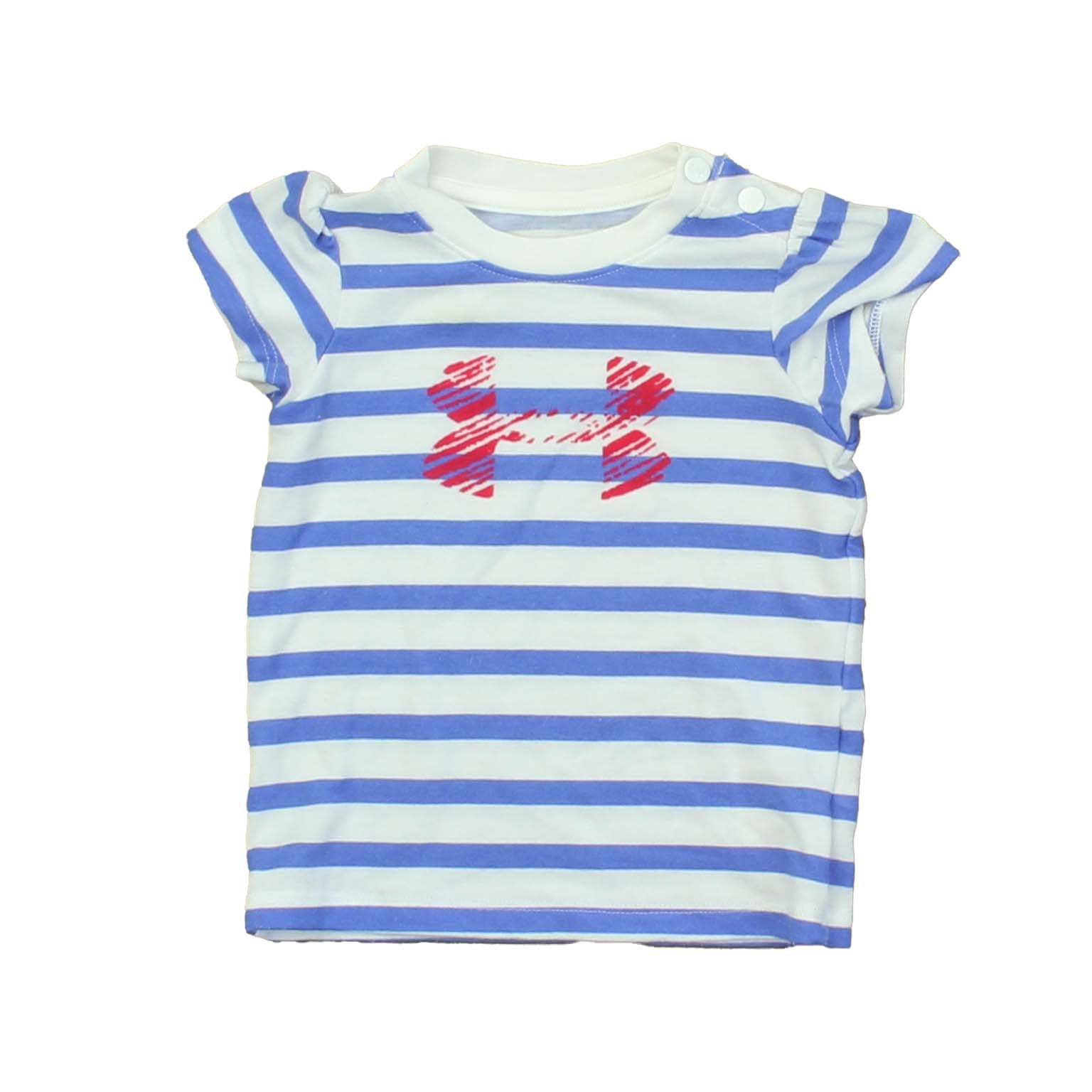 Under Armour Girls White | Blue | Stripes T-Shirt Size: 6-9 Months White | Blue | Stripes
