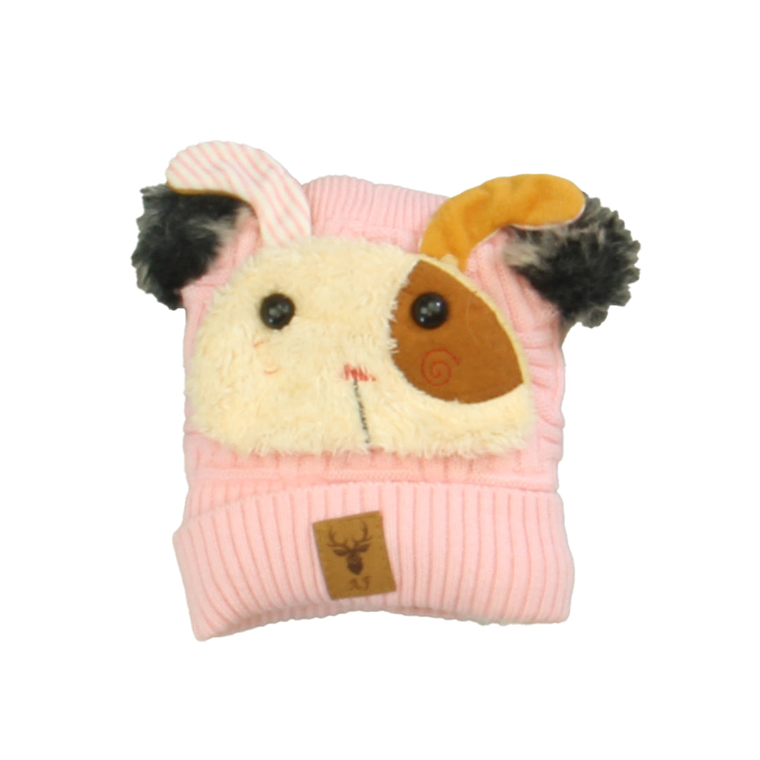 Unknown Brand Girls Pink | Ivory Deer Winter Hat Size: 0-12 Months Pink | Ivory Deer