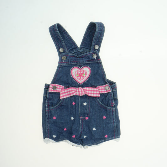 Unknown Brand Girls Blue | Pink Heart Overall Shorts Size: 18 Months Blue | Pink Heart