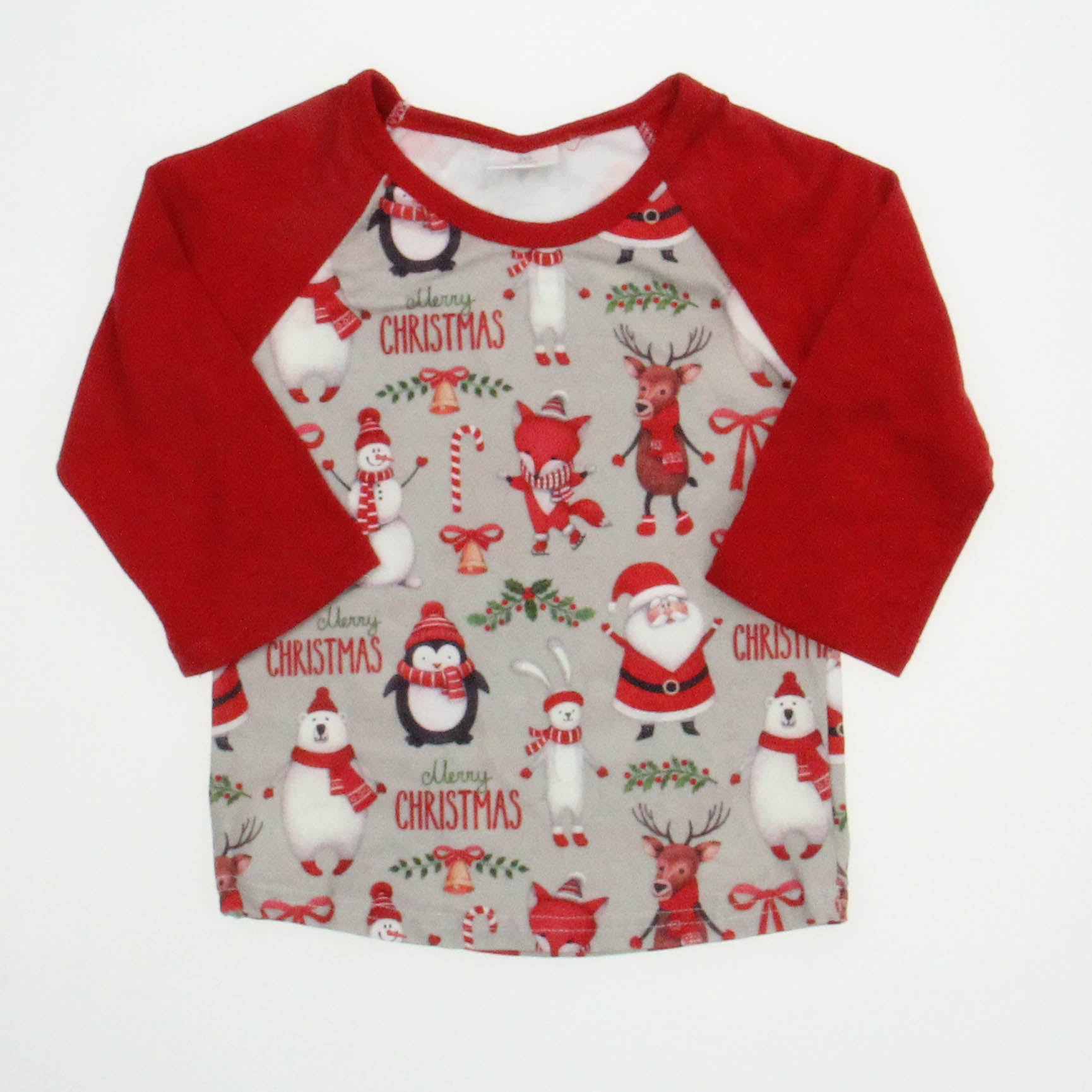 Unknown Brand Unisex Red Christmas Long Sleeve Shirt Size: *6-12 Months Red Christmas