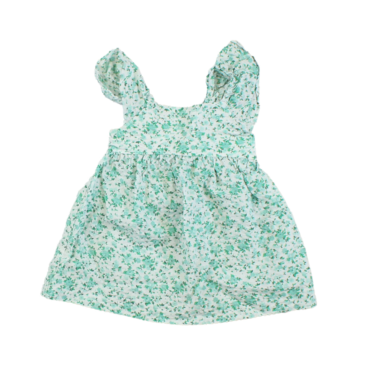 Unknown Brand Girls White | Green | Floral Dress Size: 6-12 Months White | Green | Floral