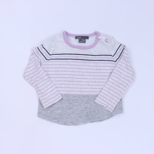 Vince. Girls Gray | Purple Long Sleeve T-Shirt Size: 12 Months Gray | Purple