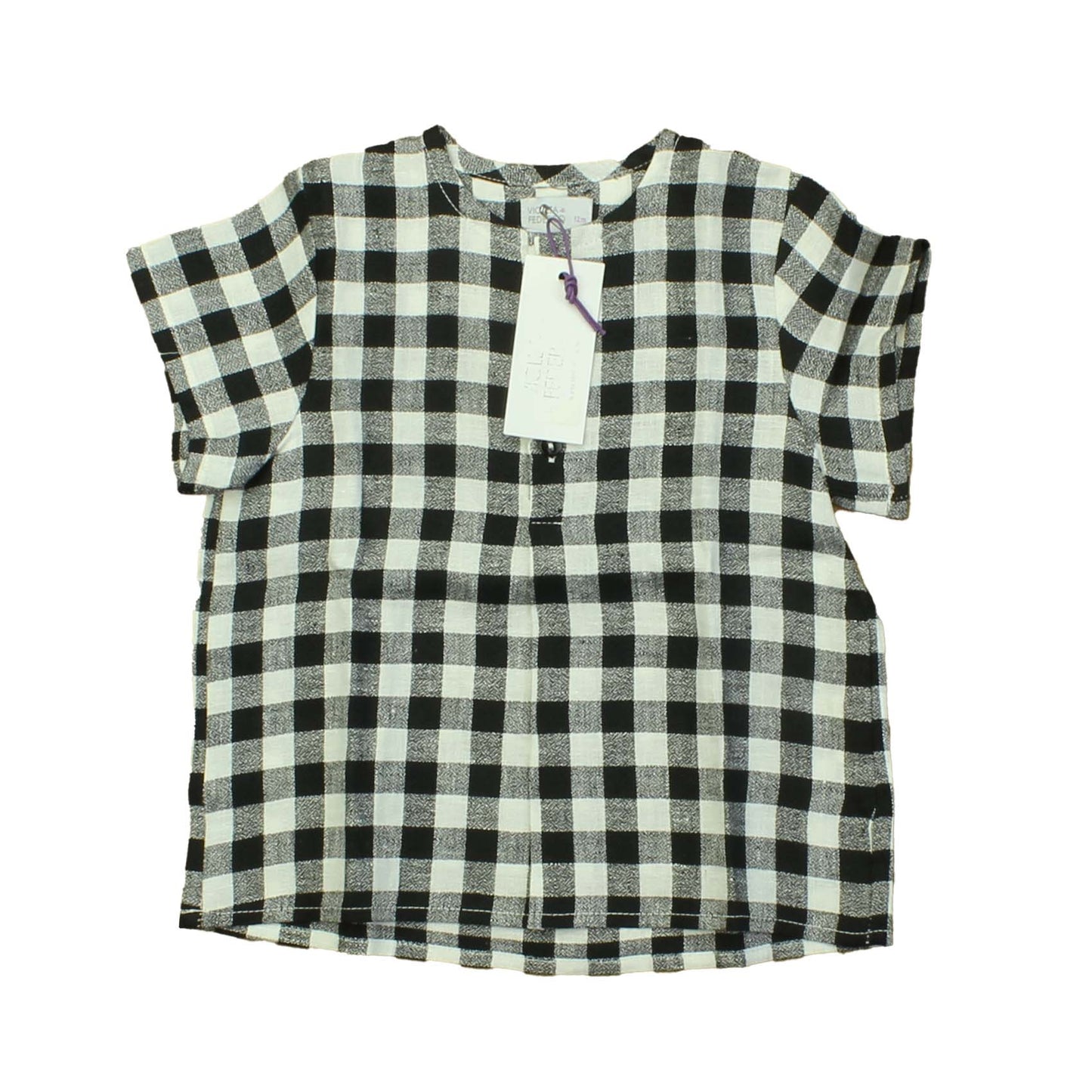 Violeta & Federico Unisex Black | White | Checks Shirt Size: 12 Months Black | White | Checks