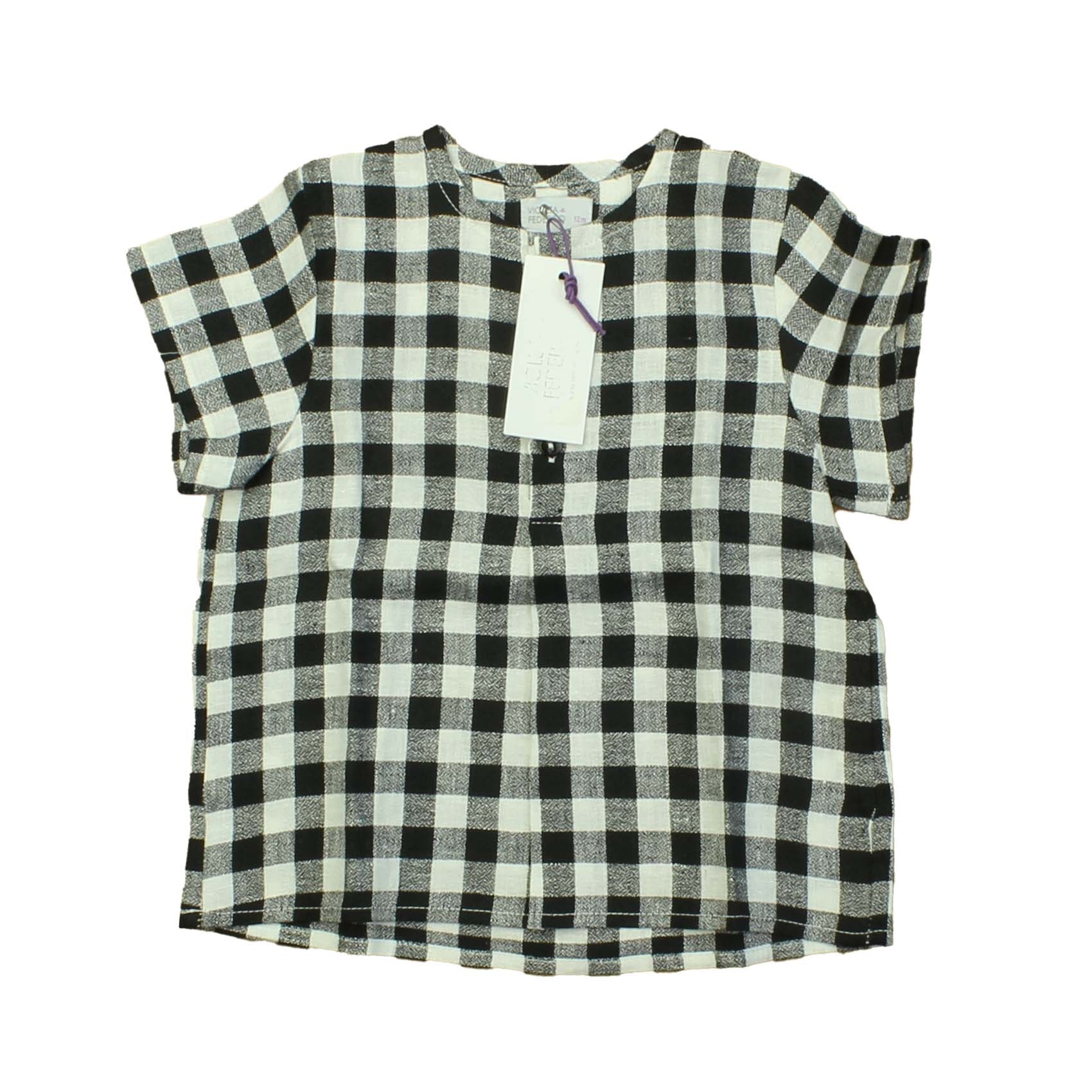 Violeta & Federico Unisex Black | White | Checks Shirt Size: 12 Months Black | White | Checks