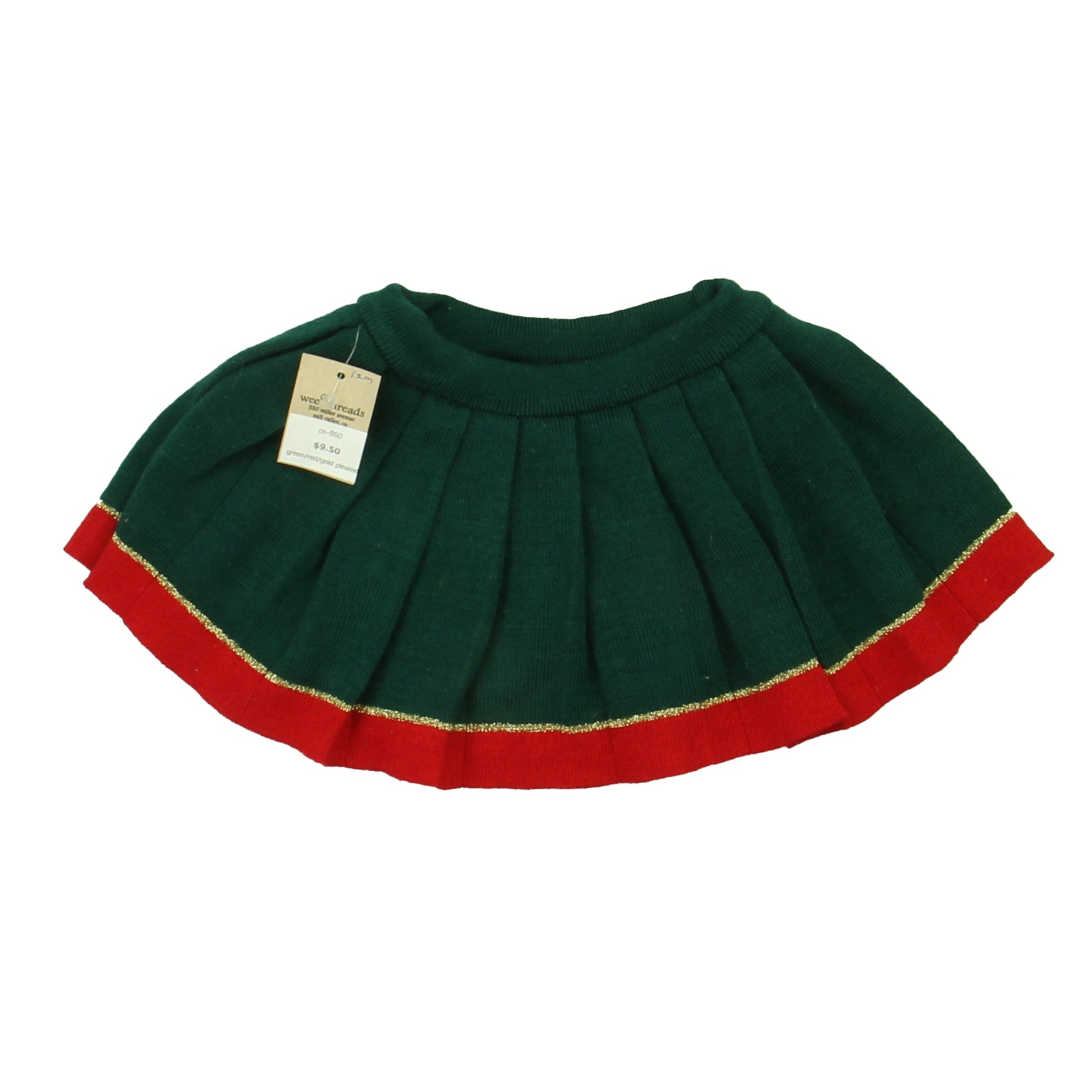 Wee Threads Girls Green | Gold | Red Skirt Size: 12 Months Green | Gold | Red