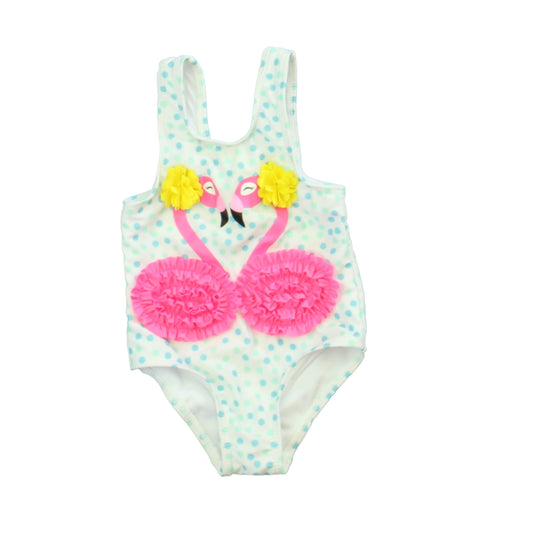 Wetsuit Club Girls White | Blue | Pink Flamingo 1-piece Swimsuit Size: 9 Months White | Blue | Pink Flamingo