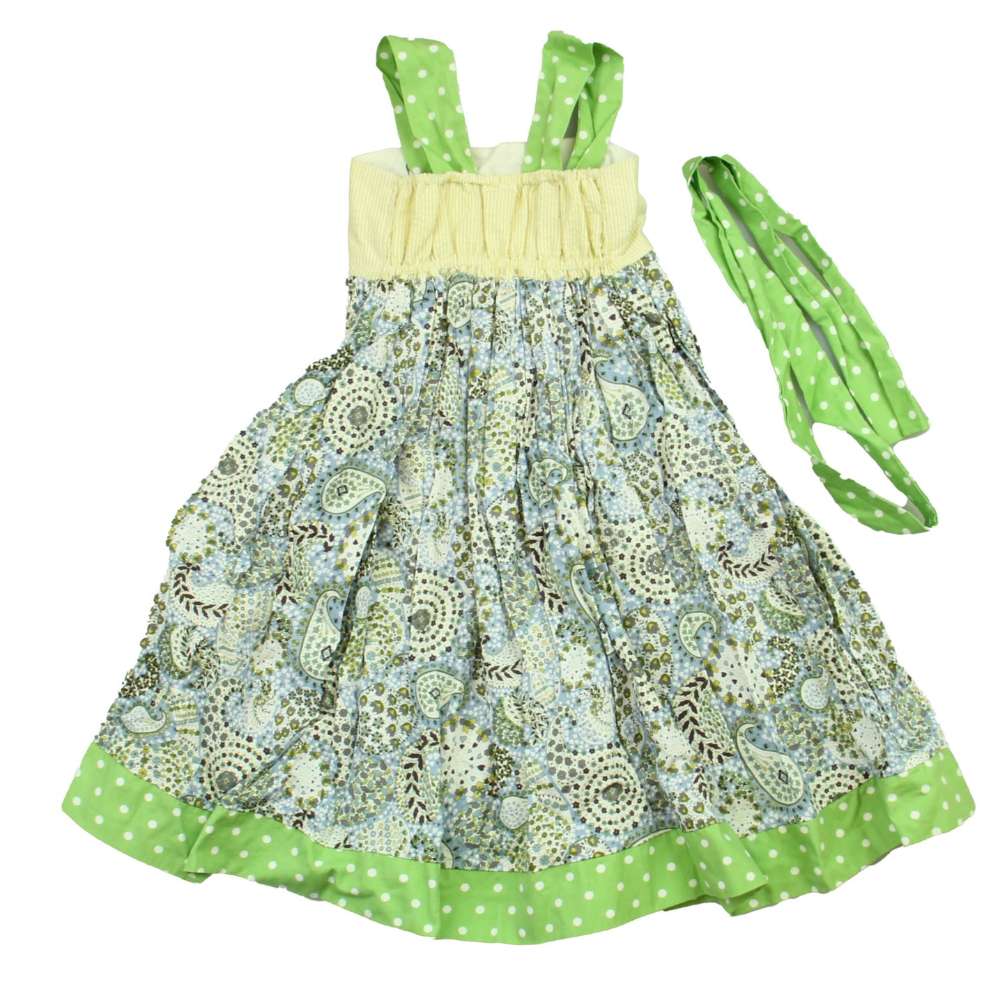 Whimsical Girls Green | Yellow | White Dress Size: 2T Green | Yellow | White