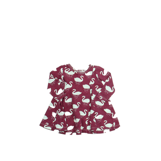 Winter Water Factory Girls Pink | Swan Dress Size: 3 Months Pink | Swan