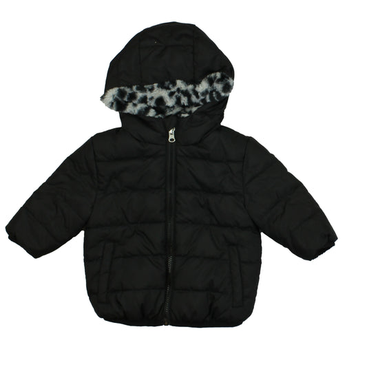 Wonder Nation Girls Black | White Winter Coat Size: 12 Months