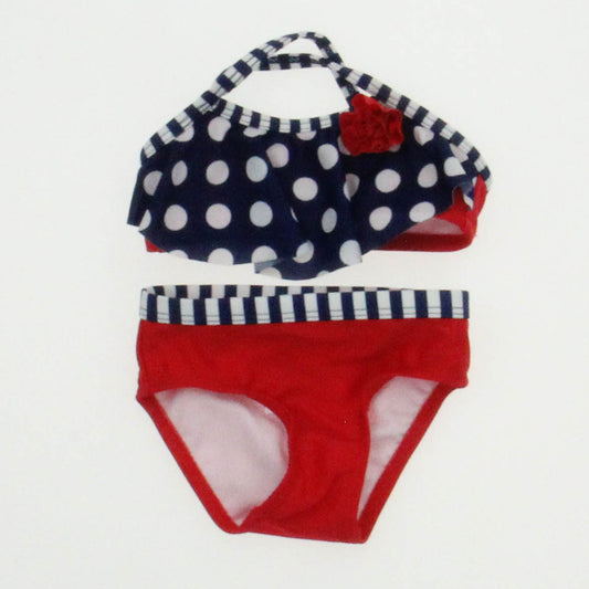Wonder Nation Girls Navy | Red 2-piece Swimsuit Size: 3-6 Months Navy | Red
