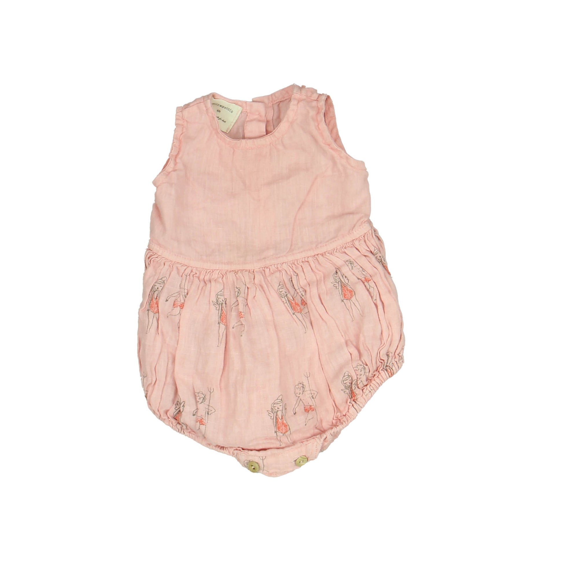 Yellow Pelota Girls Pink Romper Size: 6 Months Pink