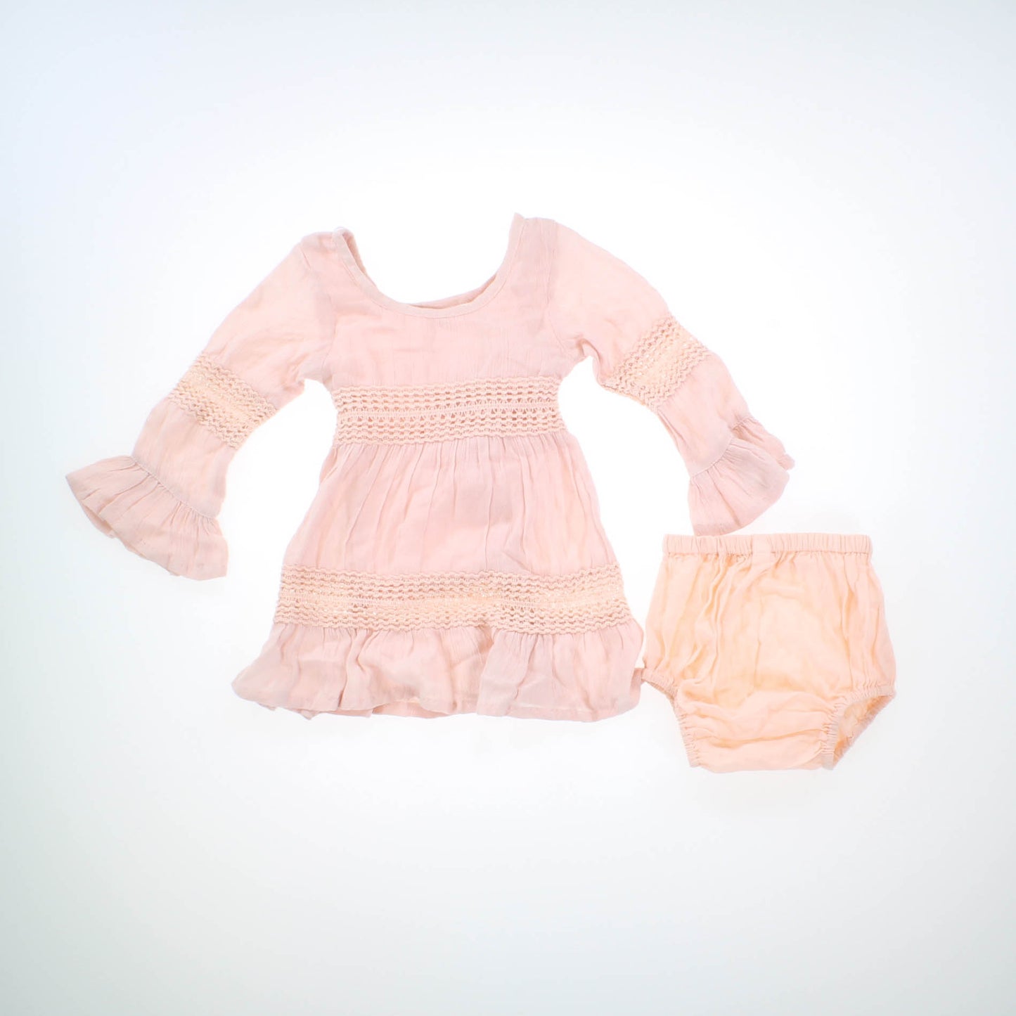 Yo Baby Girls Pink Crochet Special Occasion Dress Size: 3-6 Months Pink Crochet