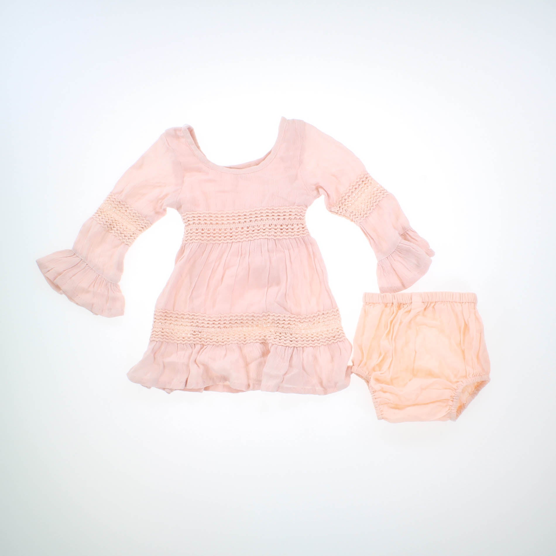 Yo Baby Girls Pink Crochet Special Occasion Dress Size: 3-6 Months Pink Crochet