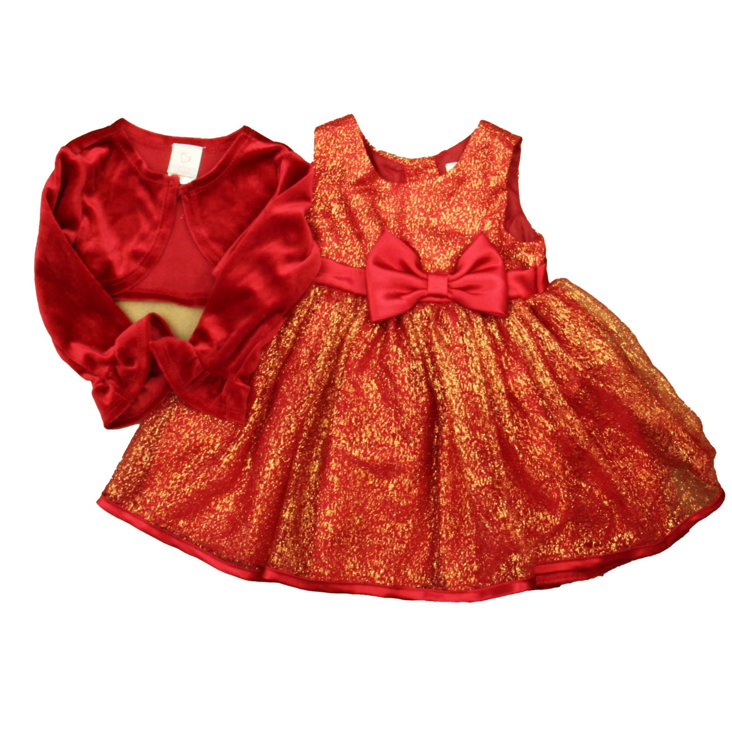Youngland Girls Red | Gold Special Occasion Dress Size: 12 Months Red | Gold
