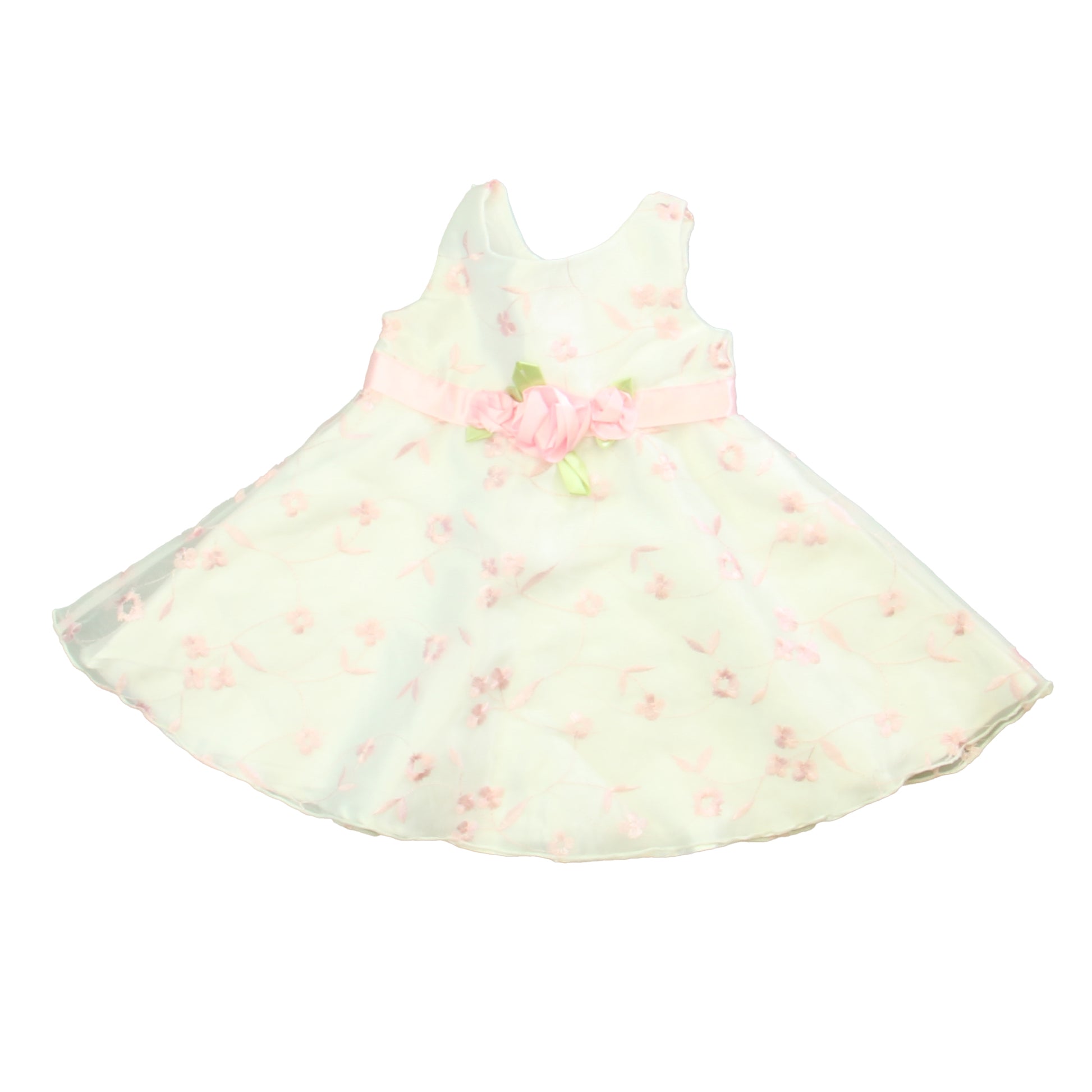 Youngland Girls White | Pink Special Occasion Dress Size: 12 Months White | Pink