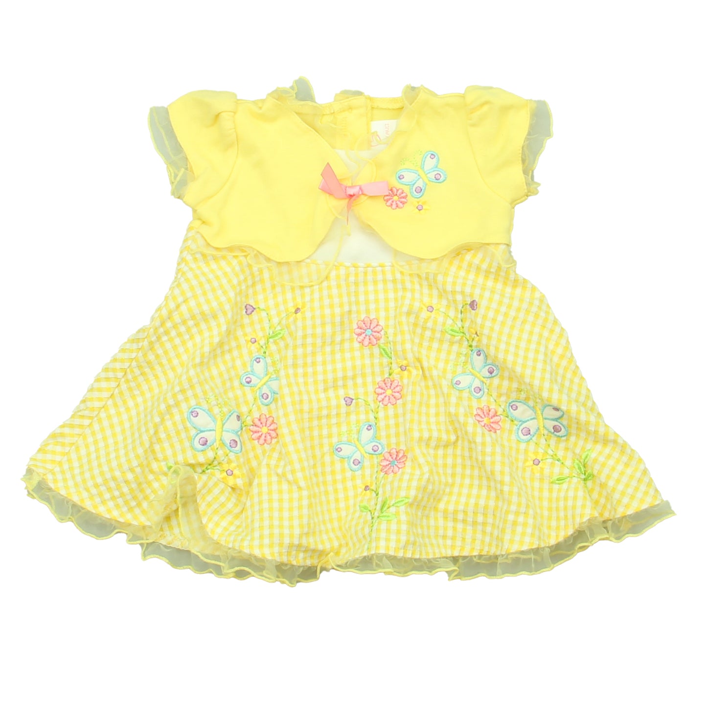 Youngland Girls Yellow | White Dress Size: 6-9 Months Yellow | White