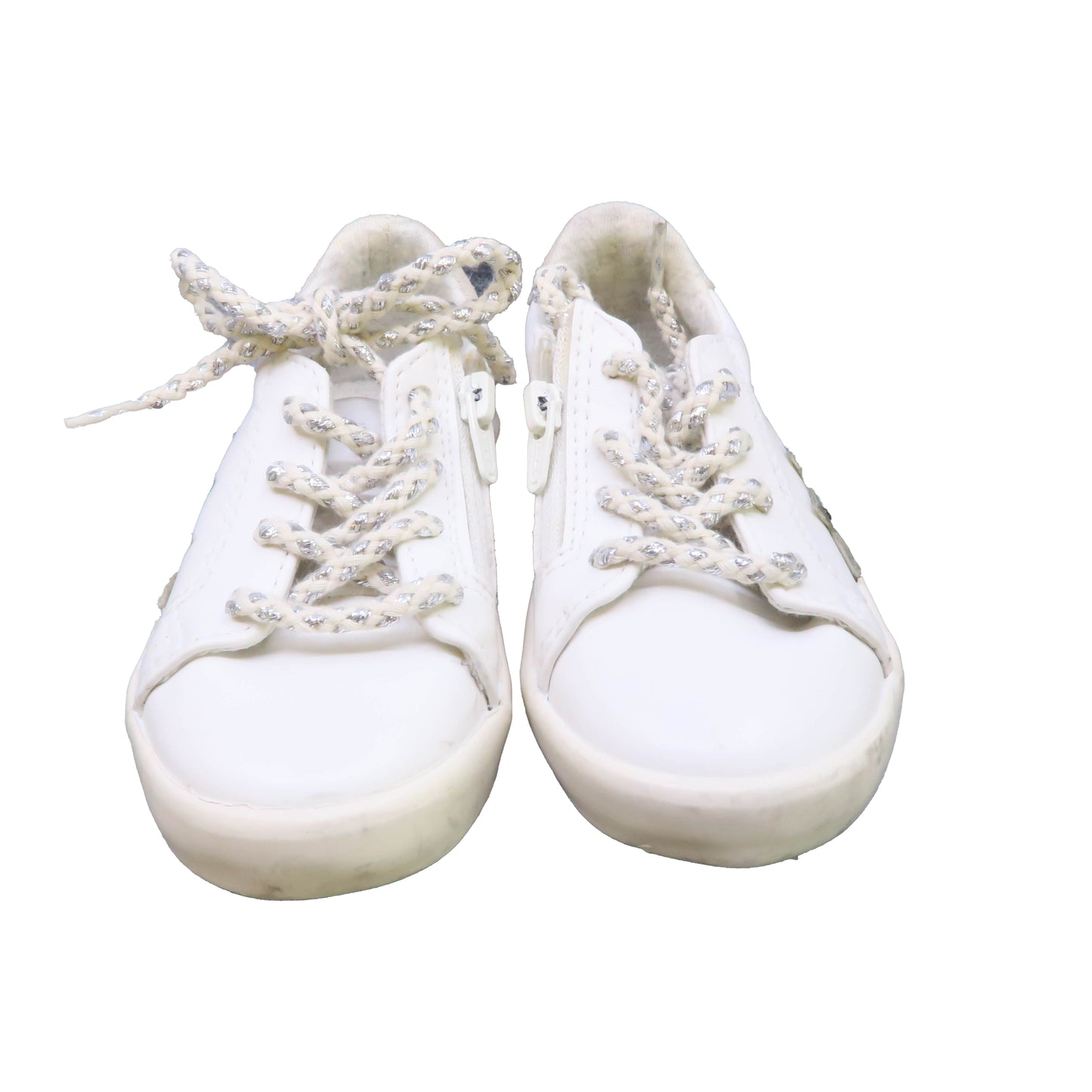 Zara Girls White | Silver Sneakers Size: 4 Infant