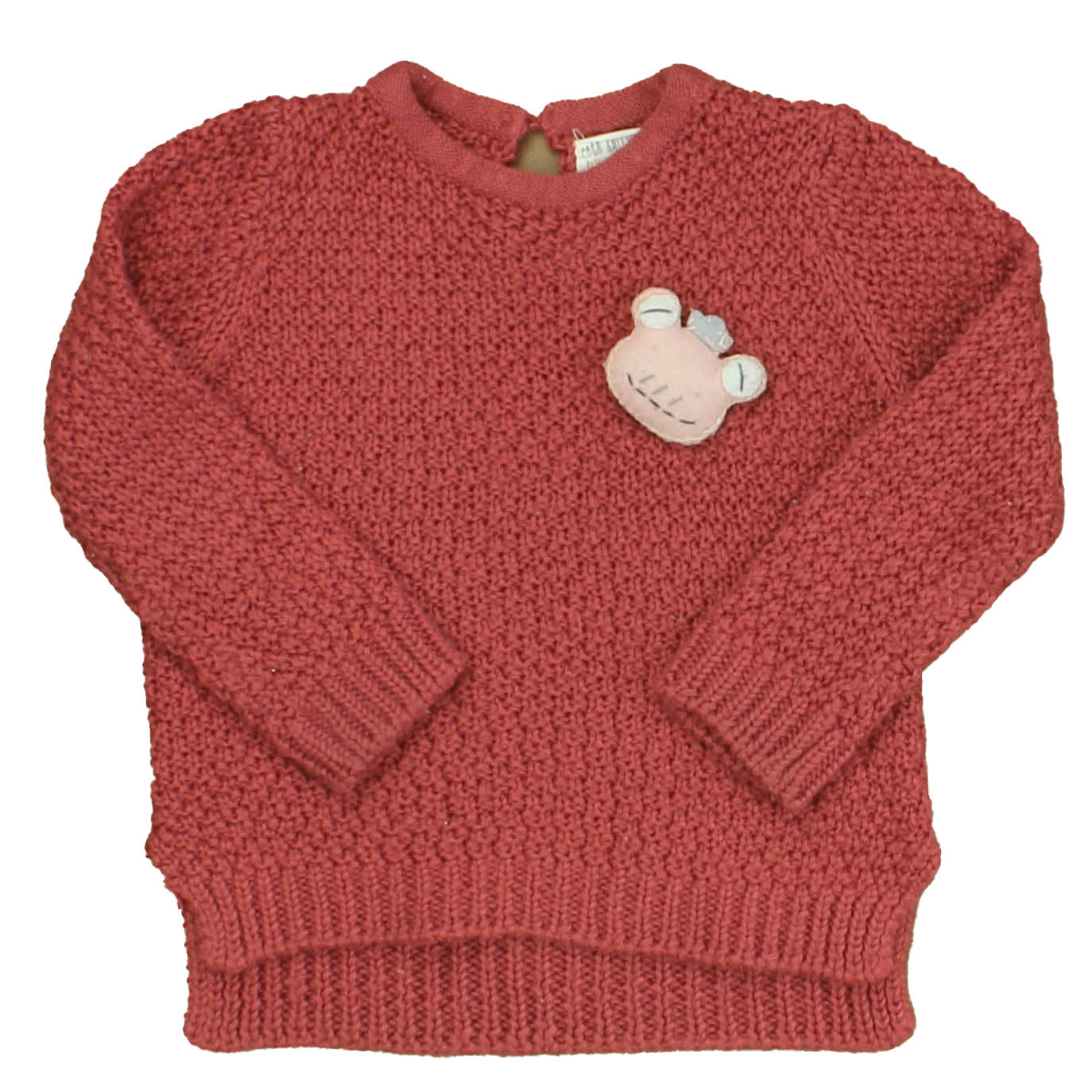 Zara Girls Rust | Pink Frog Sweater Size: 6-9 Months