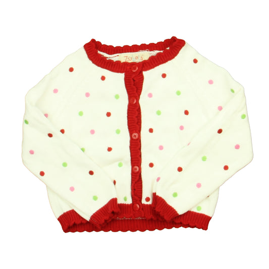 Zubels Girls White | Red | Green | Pink Cardigan Size: 12 Months