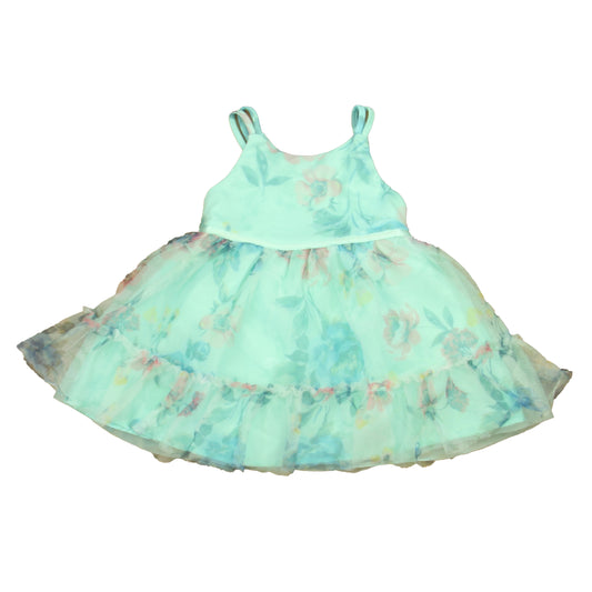 Zunie Girls Aqua Floral Dress Size: 12 Months