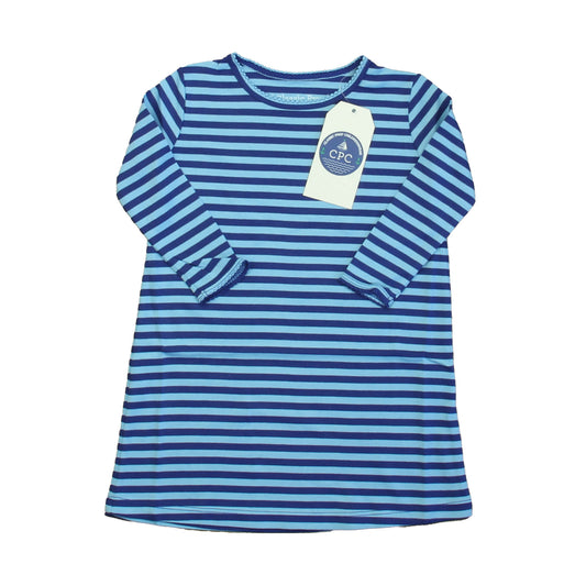 Classic Prep Girls Alaskan Blue Bright Navy Stripe Dress Size: 2-5T