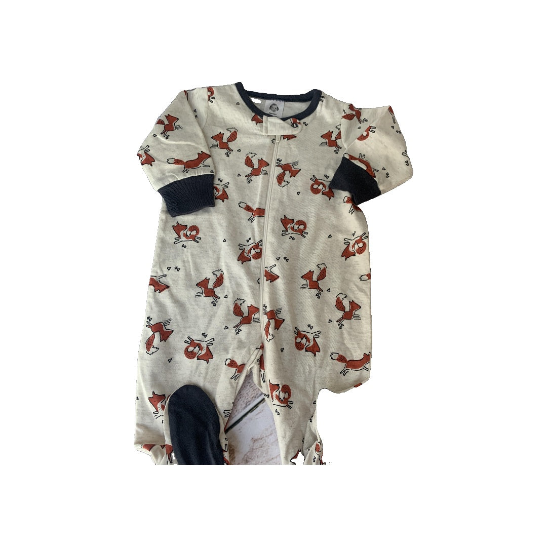 Gerber Childrenswear Boys animals | cream | Navy Blue Pajamas Size: 0-3 months animals | cream | Navy Blue