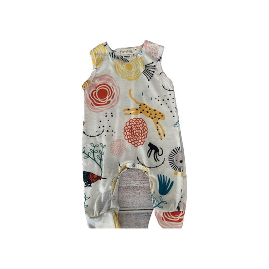 Floral Pig Girls animals | Flowers | White Romper Size: 6 months animals | Flowers | White