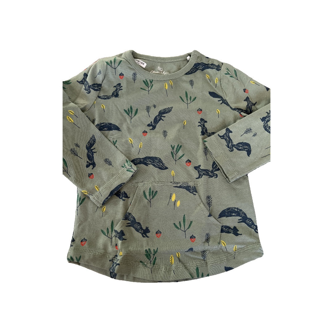 Oliver & Rain Unisex animals | Sage Long Sleeve Shirt Size: 24 months animals | Sage