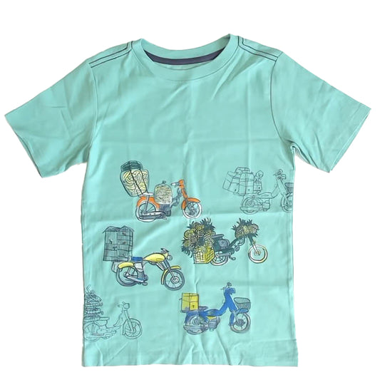 Tea Collection Boys Aqua Bicycles T-Shirt Size: 10 Years Aqua Bicycles