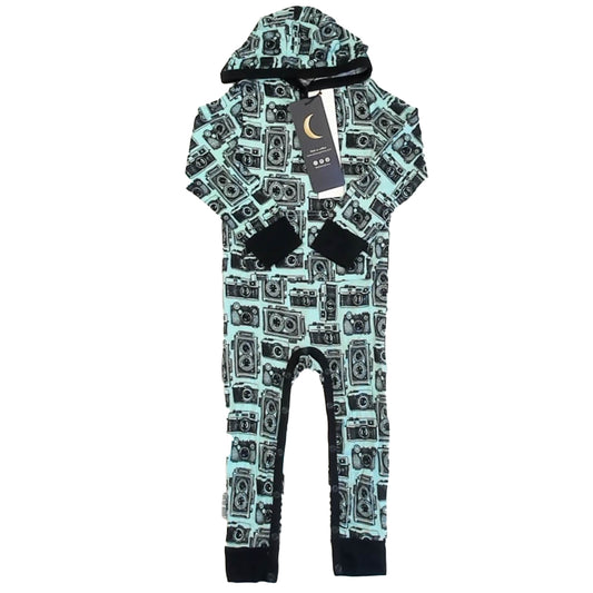 Dream Jamms Boys Aqua | Black Cameras 1-piece Non-footed Pajamas Size: 2T Aqua | Black Cameras