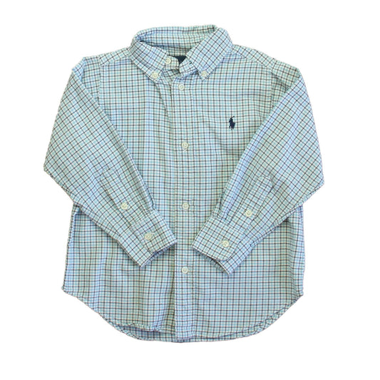 Ralph Lauren Boys Aqua | Black Plaid Button Down Long Sleeve Size: 3T