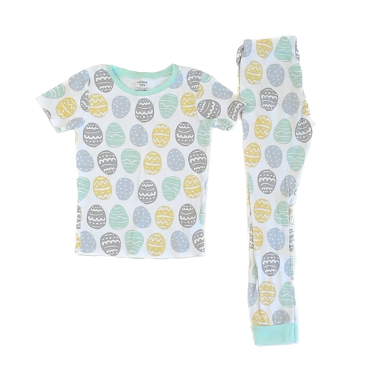 Carter''s Unisex Aqua Easter Egg 2-piece Pajamas Size: 7 Years Aqua Easter Egg