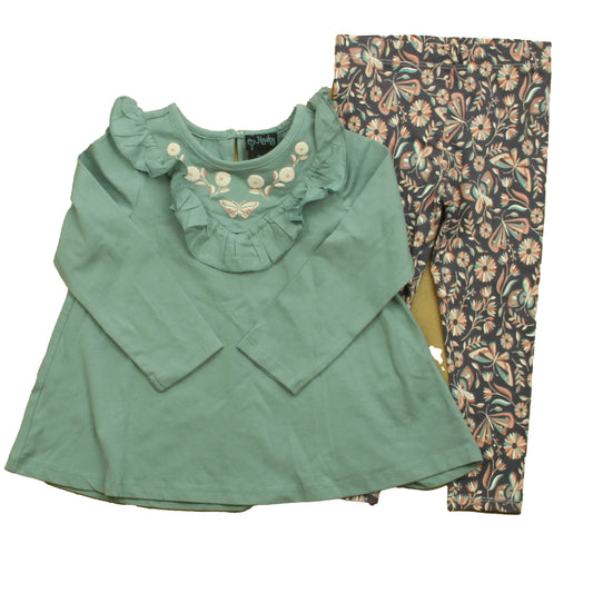 Cynthia Rowley Girls Aqua Floral Apparel Sets Size: 24 Months Aqua Floral