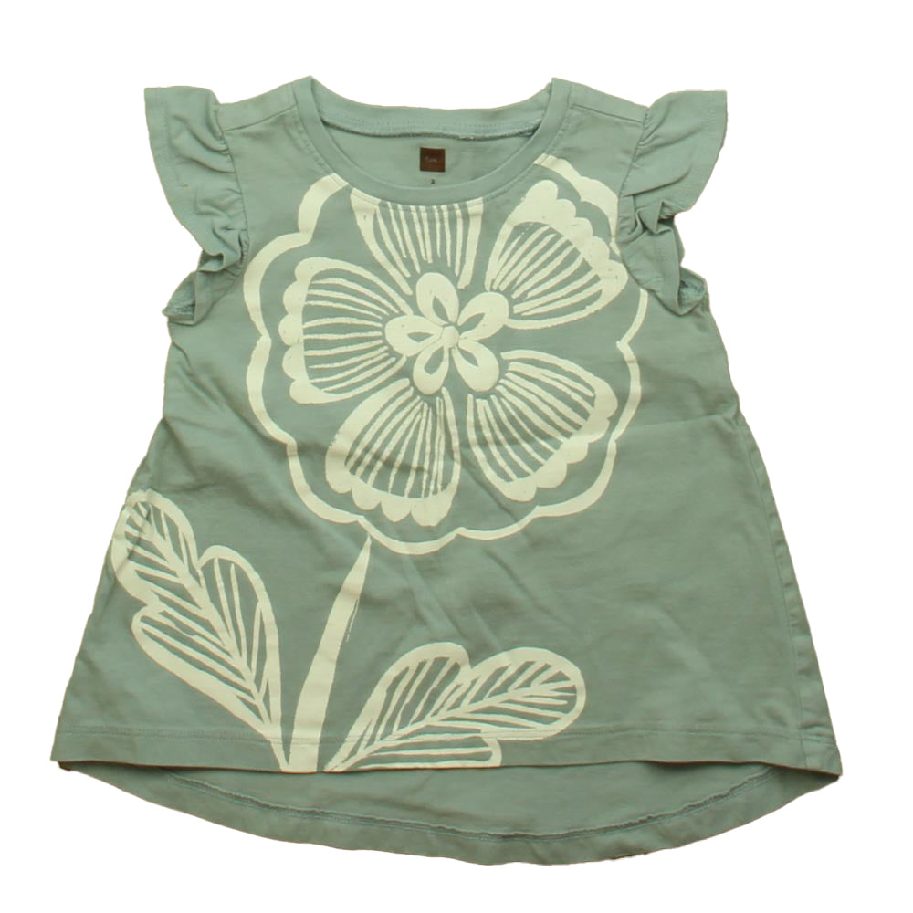 Tea Girls Aqua Floral T-Shirt Size: 3T Aqua Floral